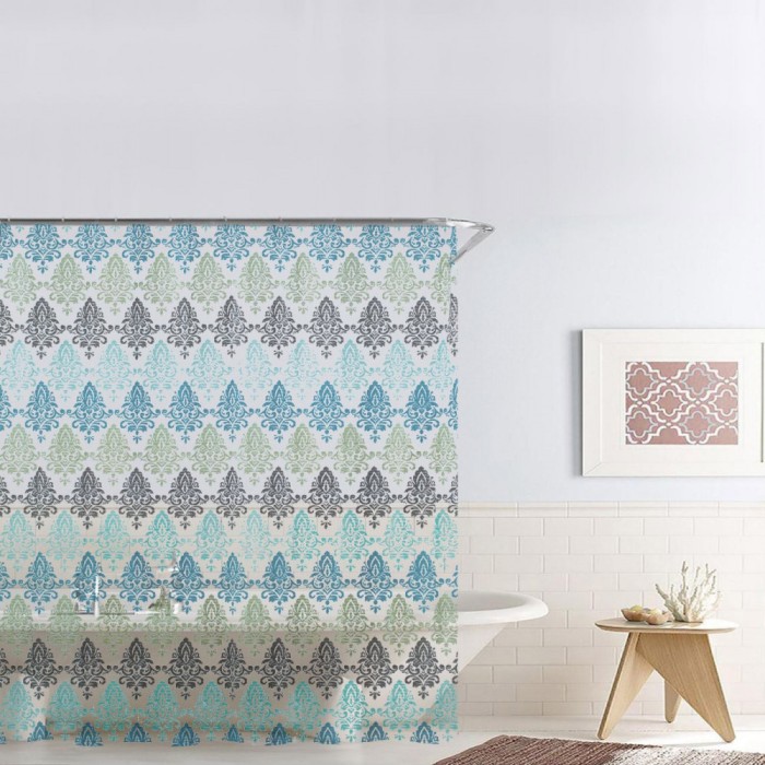 Perdea Duș, Royal Tiles, PEVA, Dimensiune 180x180cm, Multicolor, Include 12 Inele