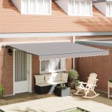 VidaXL Marchiză retractabilă automată gri deschis 400x350 cm, Fabrică de &icirc;nlocuire pentru marchiză vidaXL pentru cadru de 4x3,5 m gri deschis