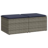 Cumpara ieftin Set mobilier gradina cu perne 2 piese gri poliratan/lemn acacia