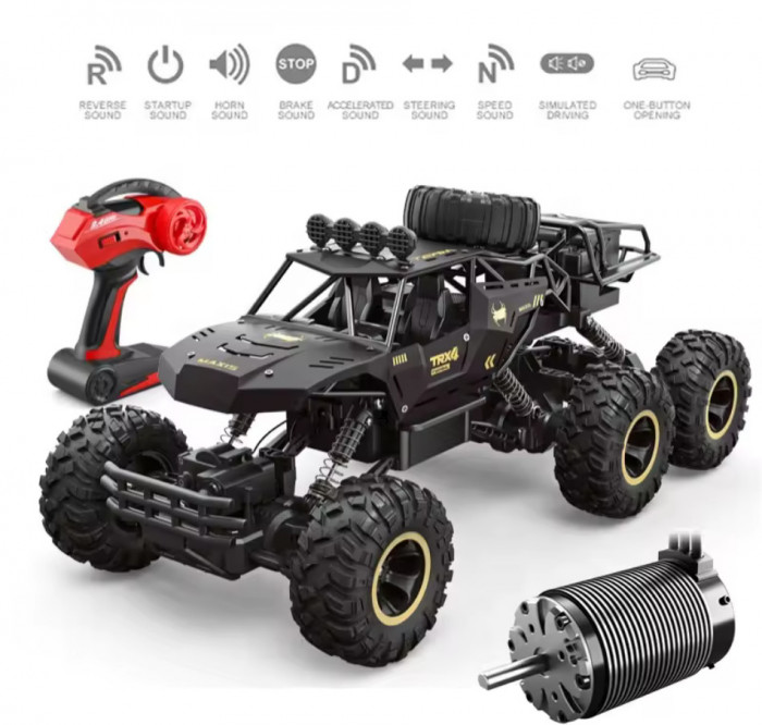 Masina cu telecomanda Off-Road 6 roti, BIG 46 cm, incarcare USB, acumulator, 46x22x20cm