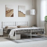 VidaXL Cadru de pat metalic cu tăblie de cap/picioare, alb, 183x213 cm