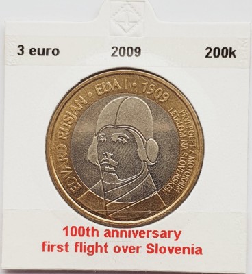2237 Slovenia 3 Euro 2009 Aircraft Flight Anniversary km 85 foto