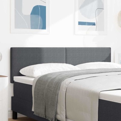 vidaXL Tăblie cap cu headboard Gri &amp;icirc;nchis 160 cm Țesătură cu dungi foto