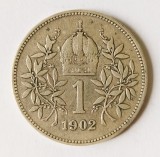 AUSTRIA 1 COROANA CORONA KORONA KRONE 1902 ARGINT VF+++ XF MAI RARA ( CITITI VA ROG ENUNTUL DESCRIEREA )
