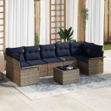 vidaXL Set de canapele pentru grădină 8 pcs Gri și bleumarin poliratan 3353954