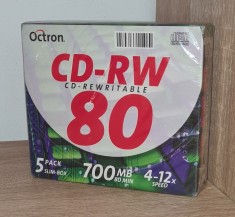 Pachet 5 CD-RW Octron Sigilate 700MB 80min 4-12x viteză medii stocare Blank Vintage