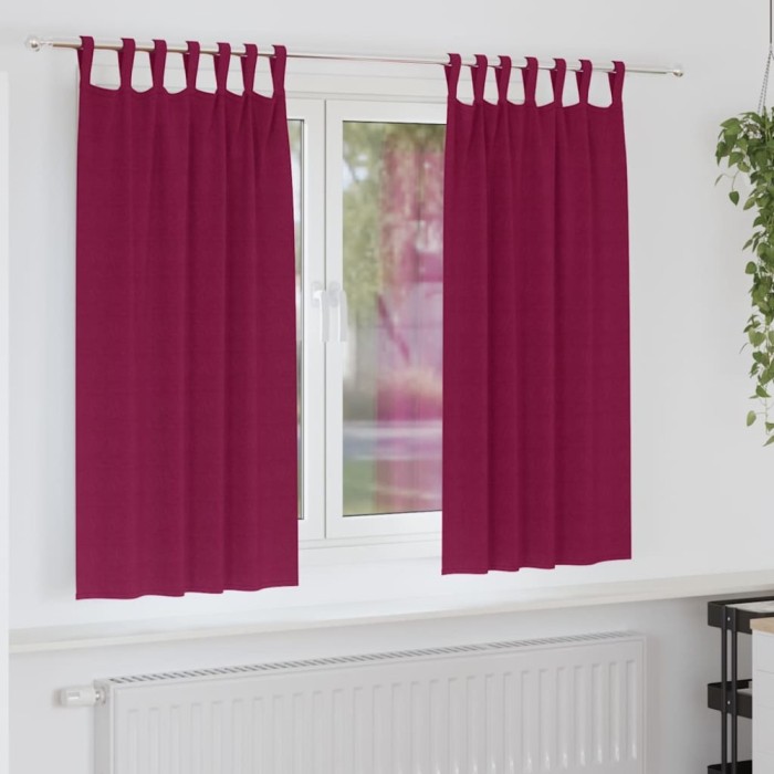 vidaXL Perdele cu perdele 2 pcs bordo 175x140cm Poliester 4107574