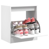 Pantofar Alb vidaXL 60x42x69 cm, Lemn Prelucrat, Sertar Rabatabil, 3 Rafturi, Depozitare Pantofi, Mobilier Hol