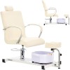 Scaun Pedichiura Cosmetic Luis cu Masaj Picioare, Salon SPA, Bej, Enzo, Reglabil Hidraulic, Piele Eco, Suport Picioare, Functie Masaj Apa