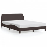 VidaXL Cadru de pat cu tăblie, maro &icirc;nchis, 120x200 cm, textil