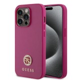 Husa pentru iPhone 15 Pro - Strass Metal Logo (GUHCP15LPS4DGPP) - Pink, Guess