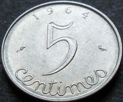 Moneda 5 CENTIMES - FRANTA, anul 1964 *cod 3951 B foto