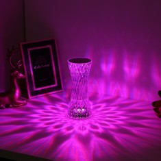 Lampa de birou pe LED RGB 16, dimmer tactil, 3 nivele de intensitate, incarcare USB, 3W, Cristal Acrilic, 8x19 cm, cu telecomanda, forma vaza, model 2 foto