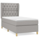 Cumpara ieftin Pat continental cu saltea, gri deschis, 80x200 cm, textil