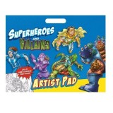 Superheroes Artist Pad, Activitati de Colorat, 3 Creioane Duble Incluse