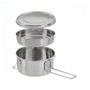 Caserola Inox 1L, 2 Compartimente, Etansa - Pranz Birou, Scoala, Calatorii - Cutie Alimente Inoxidabil cu Inchidere Sigura