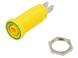 Conector banană 4mm soclu galben-verde nichelat alamă 37mm