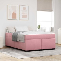 vidaXL Cadru de pat cu saltea cu saltea Roz 140 x 200 cm Catifea