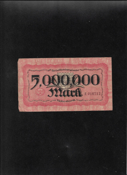 Germania 5000000 5.000.000 marci mark 1923 Wurttemberg seria016713