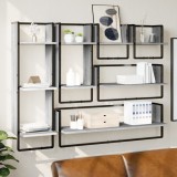 VidaXL Set rafturi perete cu bare, 6 buc., gri sonoma, lemn prelucrat