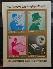 BC518, AJMAN, 2 BLOCURI NEPERFORATE-JF KENNEDY foto