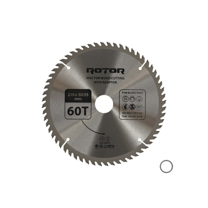 Disc taiat lemn ROTOR 210*30/25,4 cu adaptor 60T Innovative ReliableTools