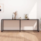 vidaXL Masă consolă, negru, 220x35x75,5 cm, sticlă securizată