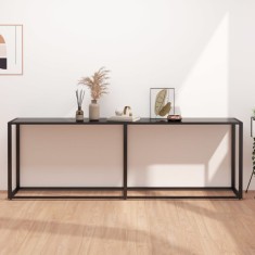 vidaXL Masă consolă, negru, 220x35x75,5 cm, sticlă securizată foto