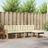vidaXL Set mobilier gradina 5 piese canapele exterior lemn acacia alb crem perne confortabile 249x122x73cm