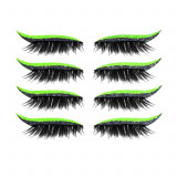 Cumpara ieftin Set 4 Perechi de Gene cu Eyeliner si Glitter reutilizabile, verde neon, EELHOE