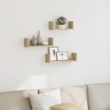 VidaXL Raft de perete, 3 buc., stejar sonoma, lemn prelucrat