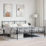 Cadru pat metalic cu tablie de cap/picioare, negru, 180x200 cm GartenMobel Dekor, vidaXL