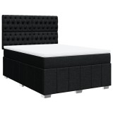 Cumpara ieftin Pat box spring cu saltea, negru, 140x200 cm, textil