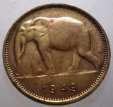 J.028 CONGO COLONIE BELGIANA ELEFANT 1 FRANC 1944