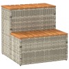 VidaXL Treaptă Cadă Hidromasaj Gri Deschis 50x50x50.5cm, Ratan PE, Oțel, Lemn Acacia, Ajustabilă, UV &amp; Rezistentă Apă