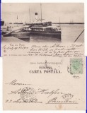 Galati- Portul- Vapoare- clasica, rara, 1904, Circulata, Printata