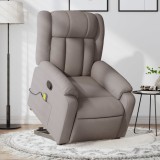 VidaXL Fotoliu rabatabil de masaj cu ridicare, gri taupe, textil