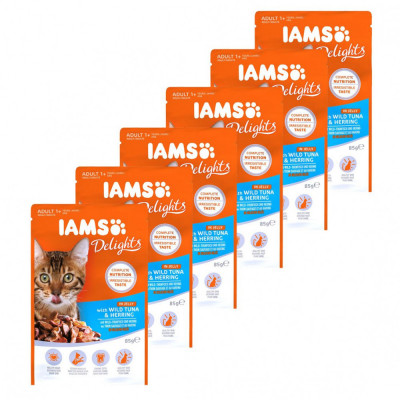 Iams Cat cu ton sălbatic &amp;amp;amp; hering 6 x 85 g foto