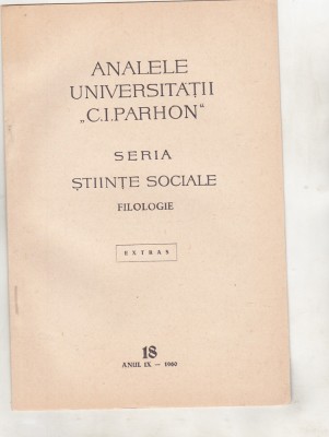 bnk rev Analele Universitatii C I Parhon - Filologie - 1960 foto
