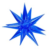 Balon din folie metalizata, flippy, figurina stea 3d, 66 cm, ambalaj individual, pai inclus, umflare cu aer sau heliu, albastru