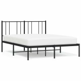 Cumpara ieftin Cadru de pat metalic cu tablie, negru, 140x200 cm