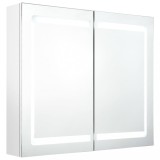 Cumpara ieftin Dulap de baie cu oglinda si LED, alb stralucitor, 80x12x68 cm