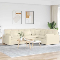 vidaXL Canapea modulară cu perne, crem, țesătură velur