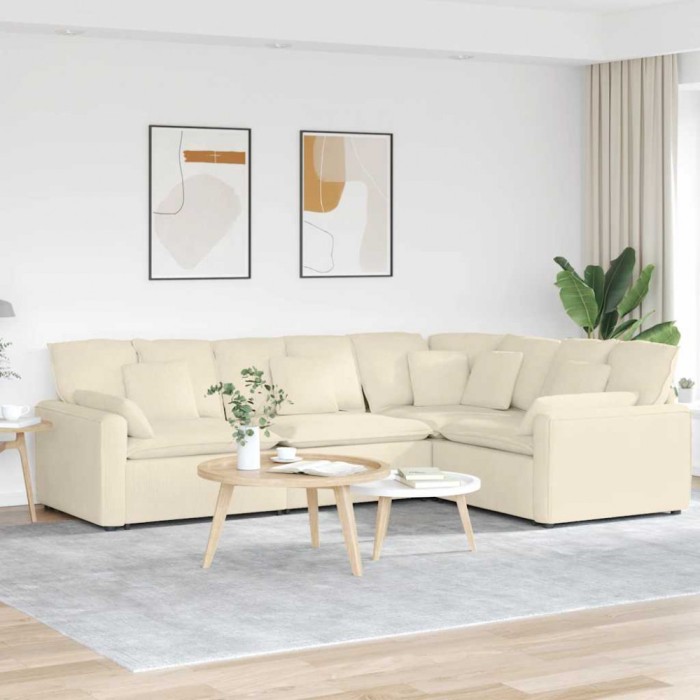 vidaXL Canapea modulară cu perne, crem, țesătură velur 3321169