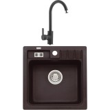 Pachet chiuveta bucatarie algranit Alveus Niagara 20 + Baterie Nela, material compozit, 465x465x180 mm, Negru