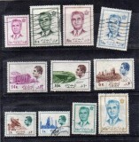 Lot 11 Timbre Iran Persia Shah Mohammad Reza Pahlavi Emisiuni Uzuale si Devenire Industriala Stampilate - A688