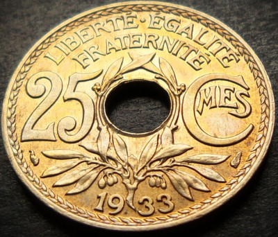 Moneda istorica 25 CENTIMES - FRANTA, anul 1933 * cod 4171 = excelenta foto