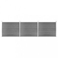 Set panouri gard, 526x146 cm, gri, WPC