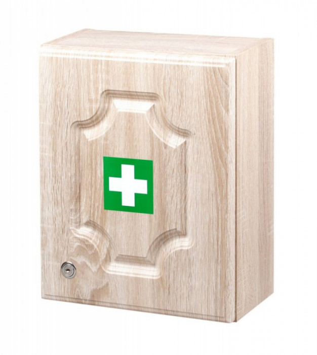 Dulăpior pentru medicamente din lemn montat pe perete LUX 40x31x17 cm, maro deschis