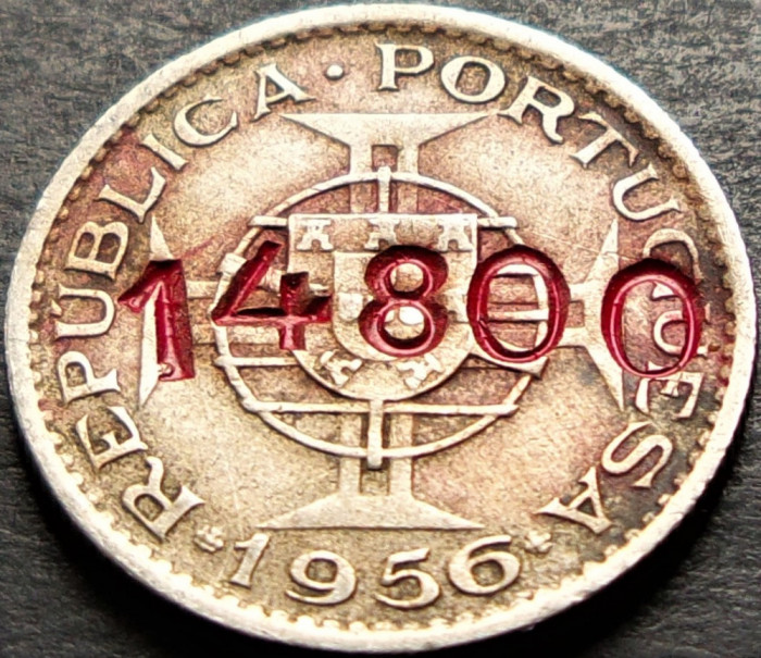 Moneda exotica 2.5 ESCUDOS - ANGOLA, anul 1956 * cod 91 B = denominare inflatie